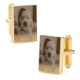 Stainless Steel Gold Plated Block Engravable Cufflinks - Cufflinks.com - Flyclothing LLC