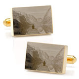 Stainless Steel Gold Plated Block Engravable Cufflinks - Cufflinks.com - Flyclothing LLC