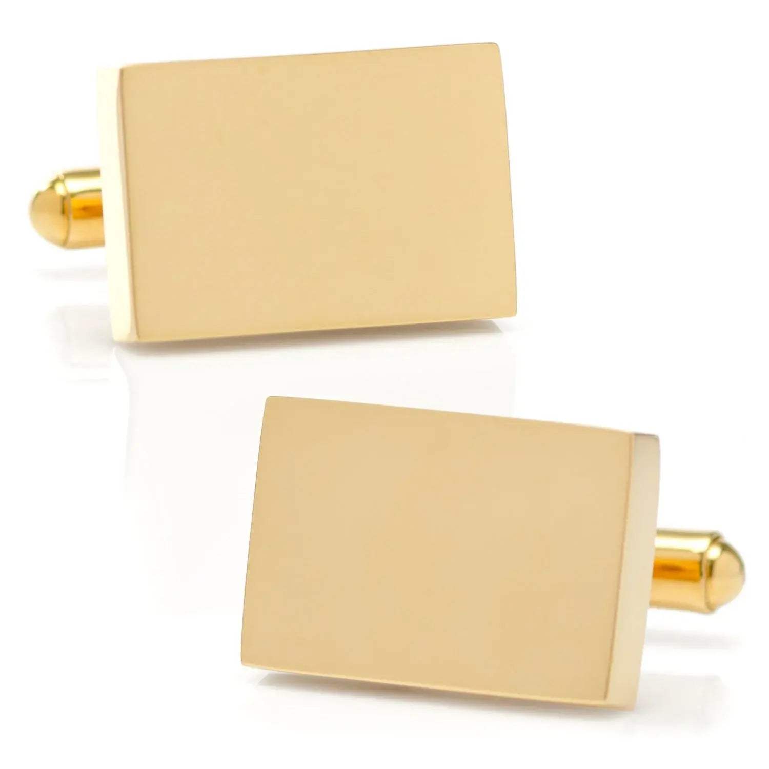 Stainless Steel Gold Plated Block Engravable Cufflinks - Cufflinks.com - Flyclothing LLC