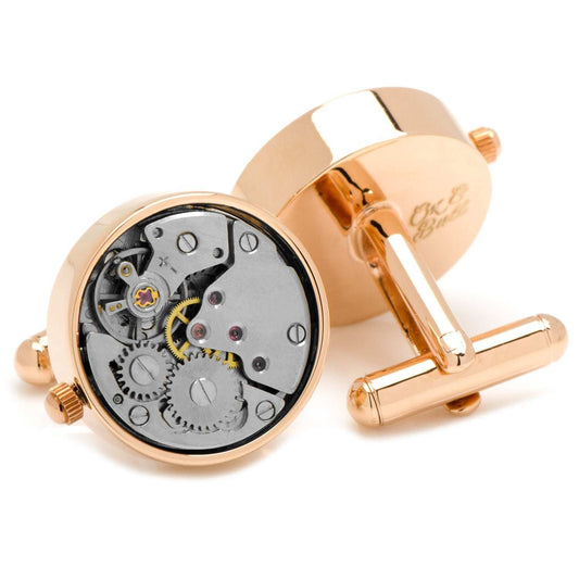 Rose Gold Watch Movement Cufflinks - Cufflinks.com - Flyclothing LLC
