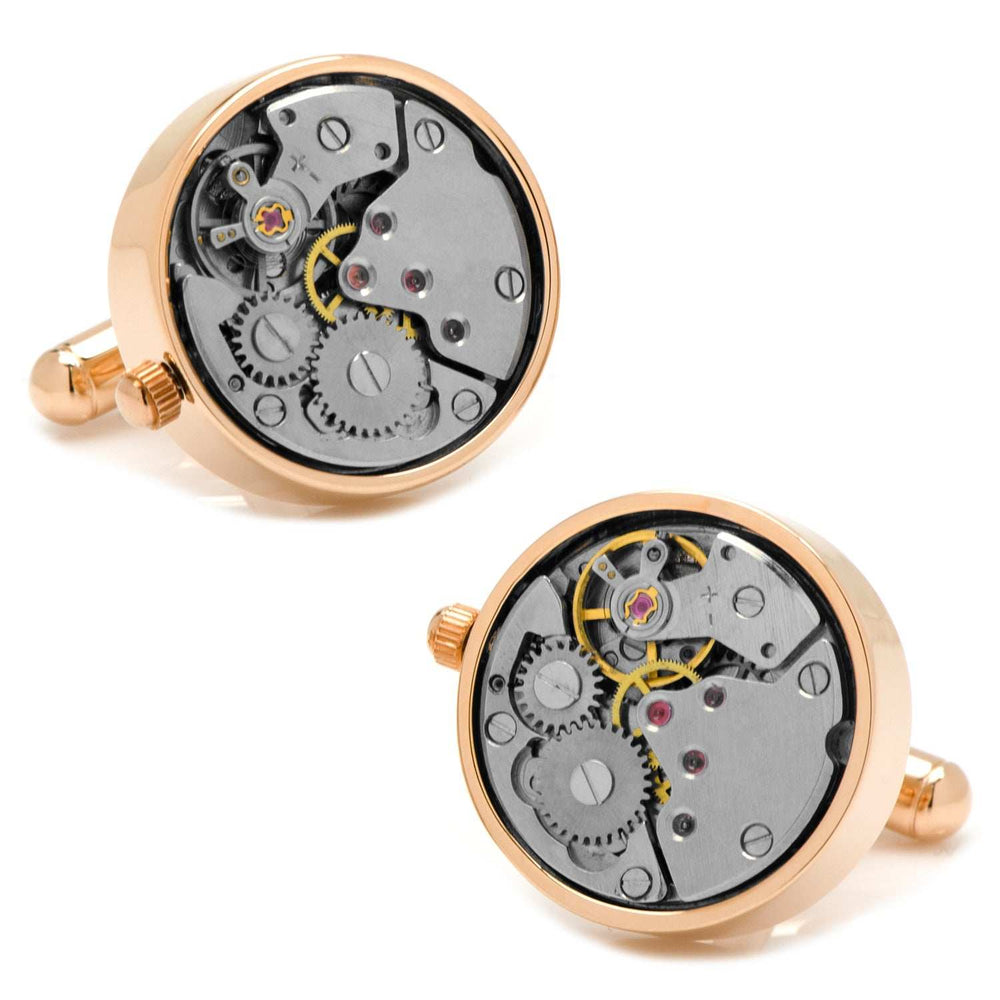 Rose Gold Watch Movement Cufflinks - Cufflinks.com - Flyclothing LLC