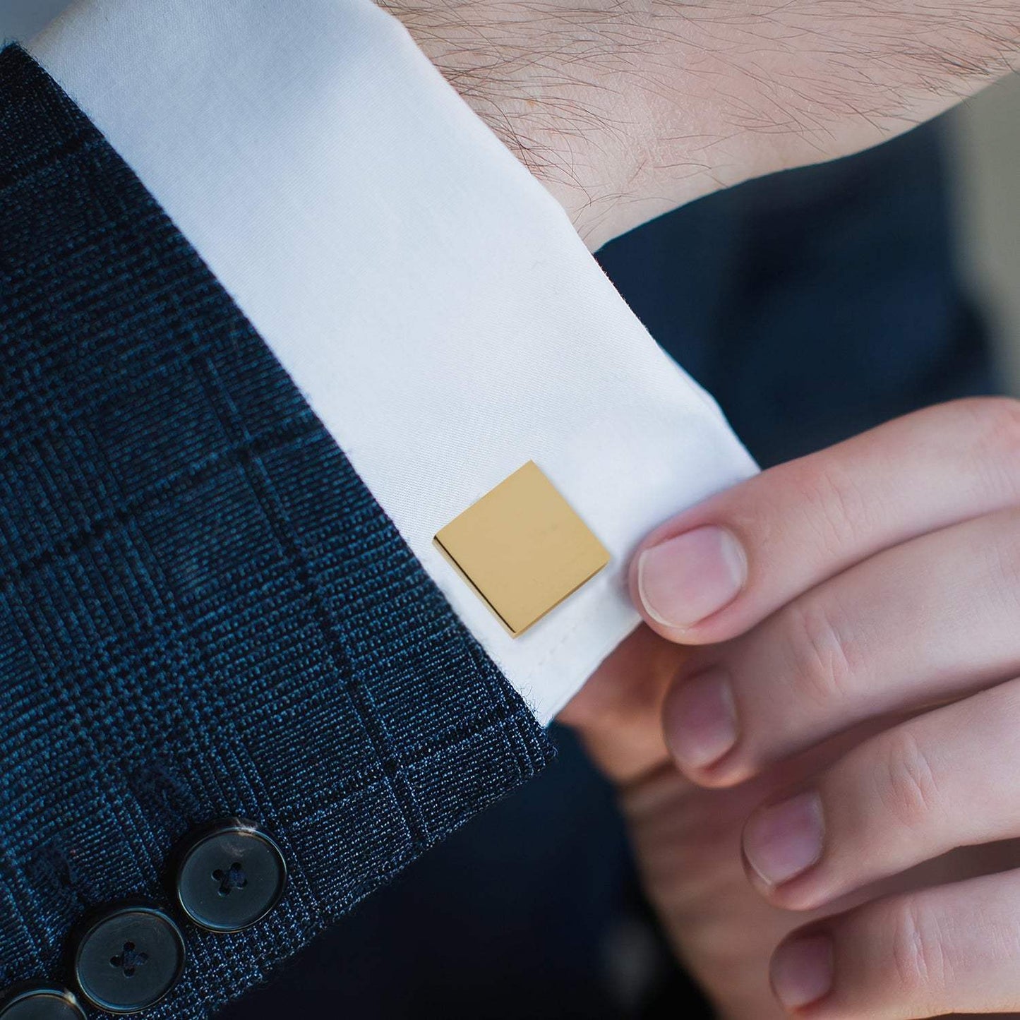 Gold Stainless Engravable Square Cufflinks - Cufflinks.com - Flyclothing LLC