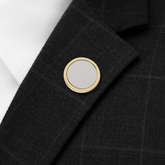 Two Toned Stainless Steel Round Infinity Engravable Lapel Pin - Cufflinks.com - Flyclothing LLC