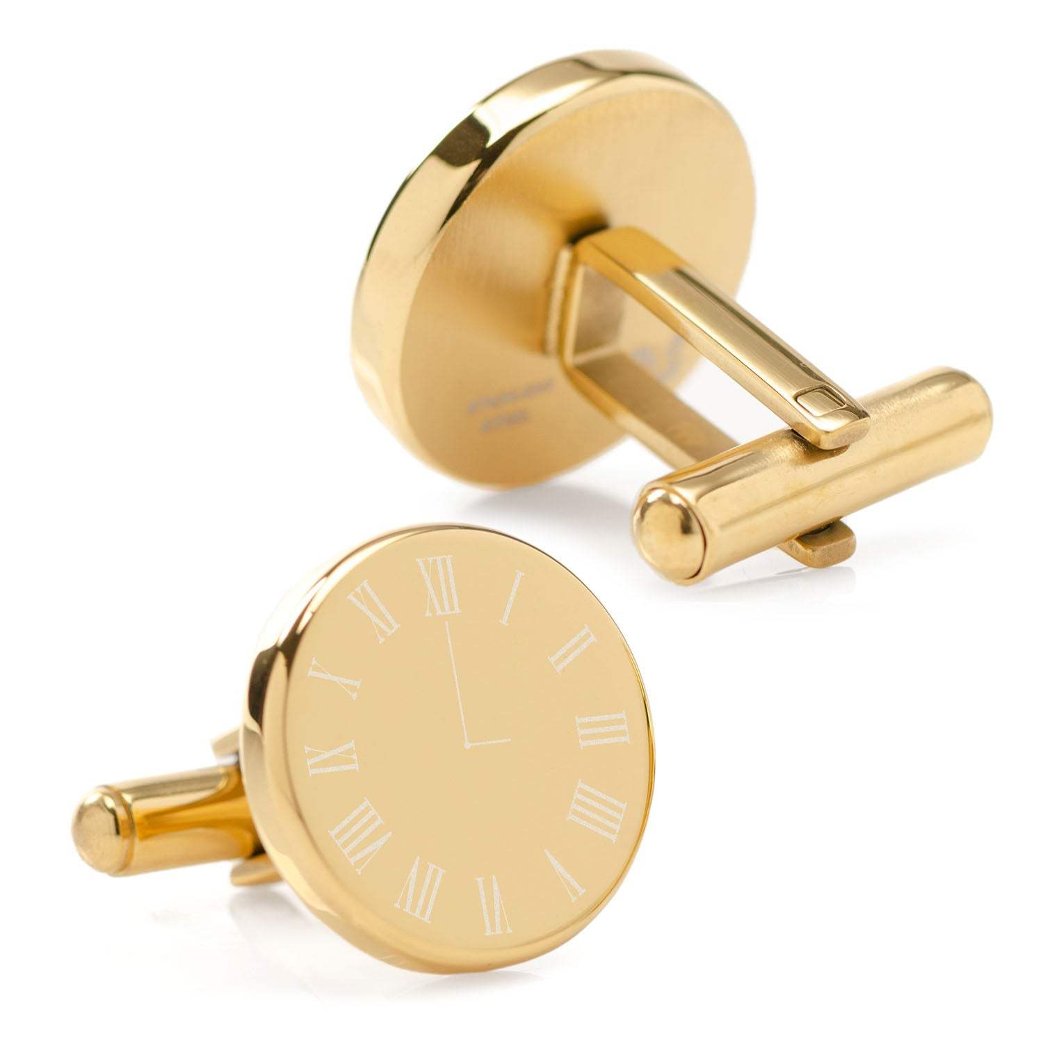 Custom Clock Engravable Gold Cufflinks - Cufflinks.com - Flyclothing LLC