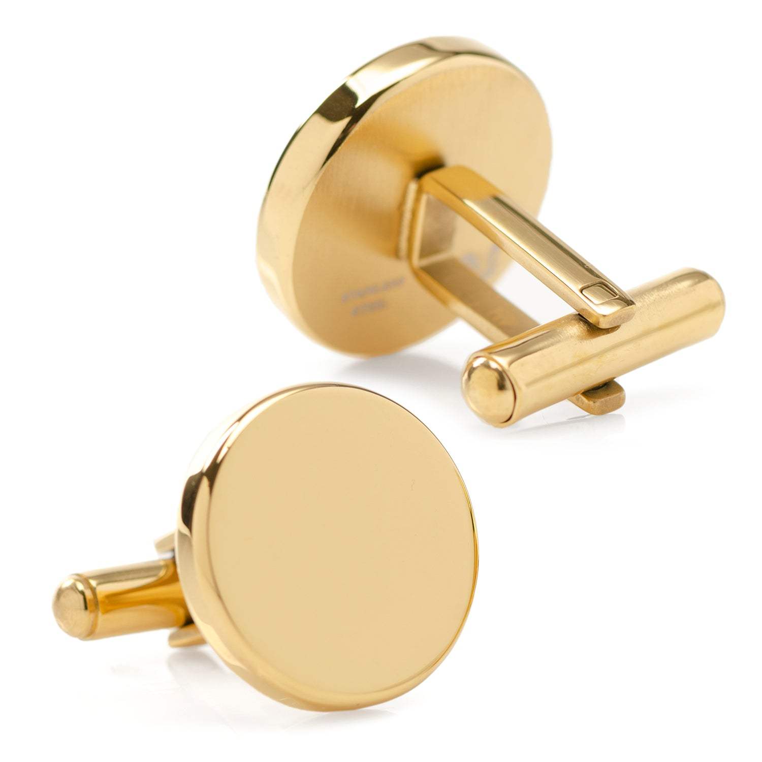 Stainless Steel Round Infinity Gold Engravable Cufflinks - Cufflinks.com - Flyclothing LLC