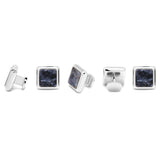 Silver and Sodalite JFK Presidential 5-Stud Set - Cufflinks.com - Flyclothing LLC
