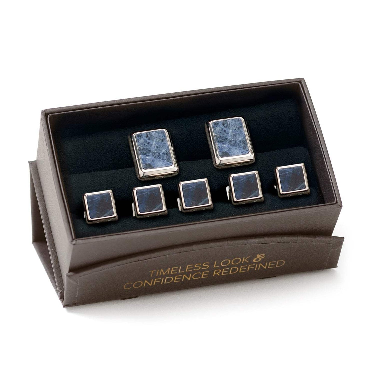 Silver and Sodalite JFK Presidential 5-Stud Set - Cufflinks.com - Flyclothing LLC