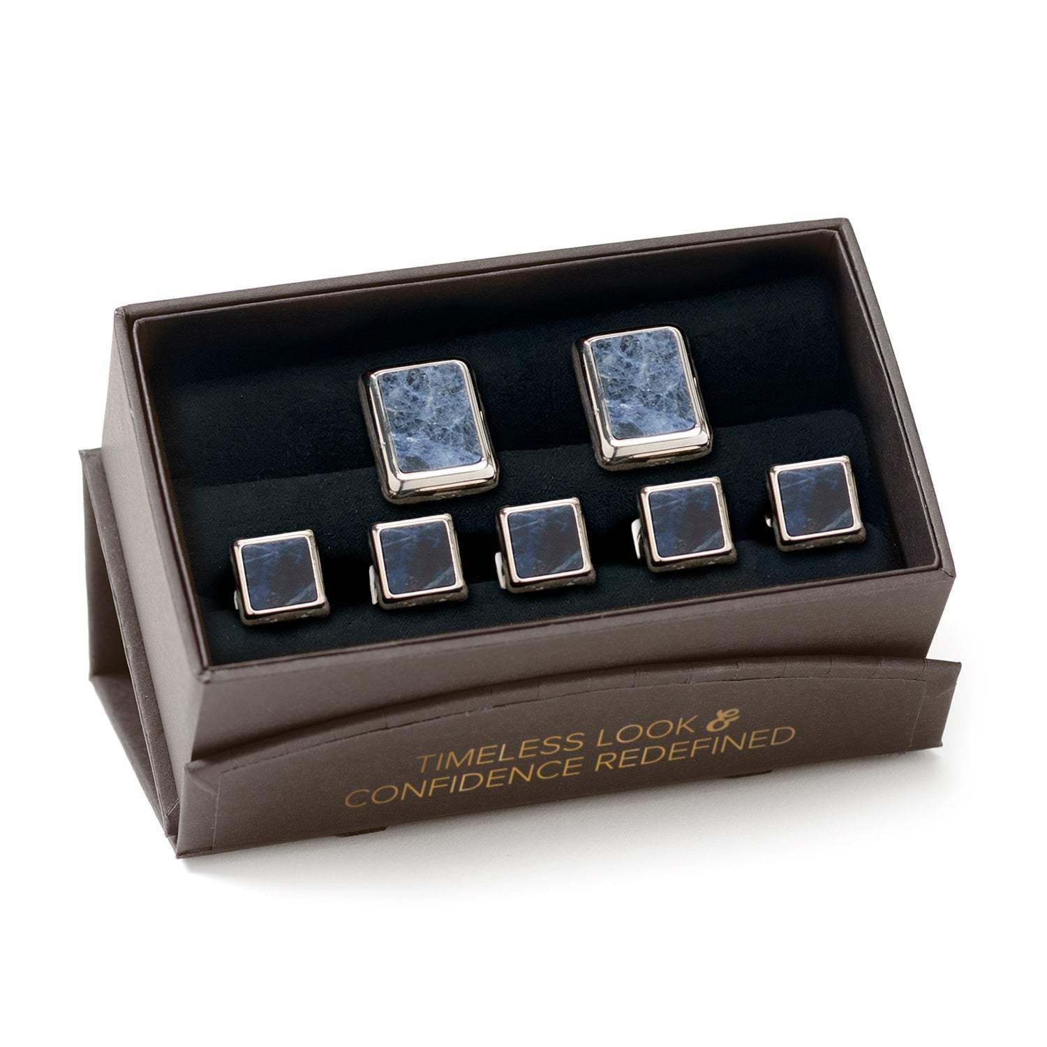 Silver and Sodalite JFK Presidential 5-Stud Set - Cufflinks.com - Flyclothing LLC