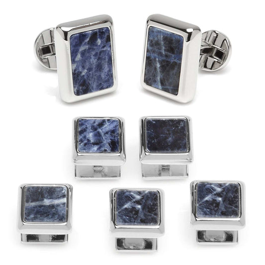 Silver and Sodalite JFK Presidential 5-Stud Set - Cufflinks.com - Flyclothing LLC