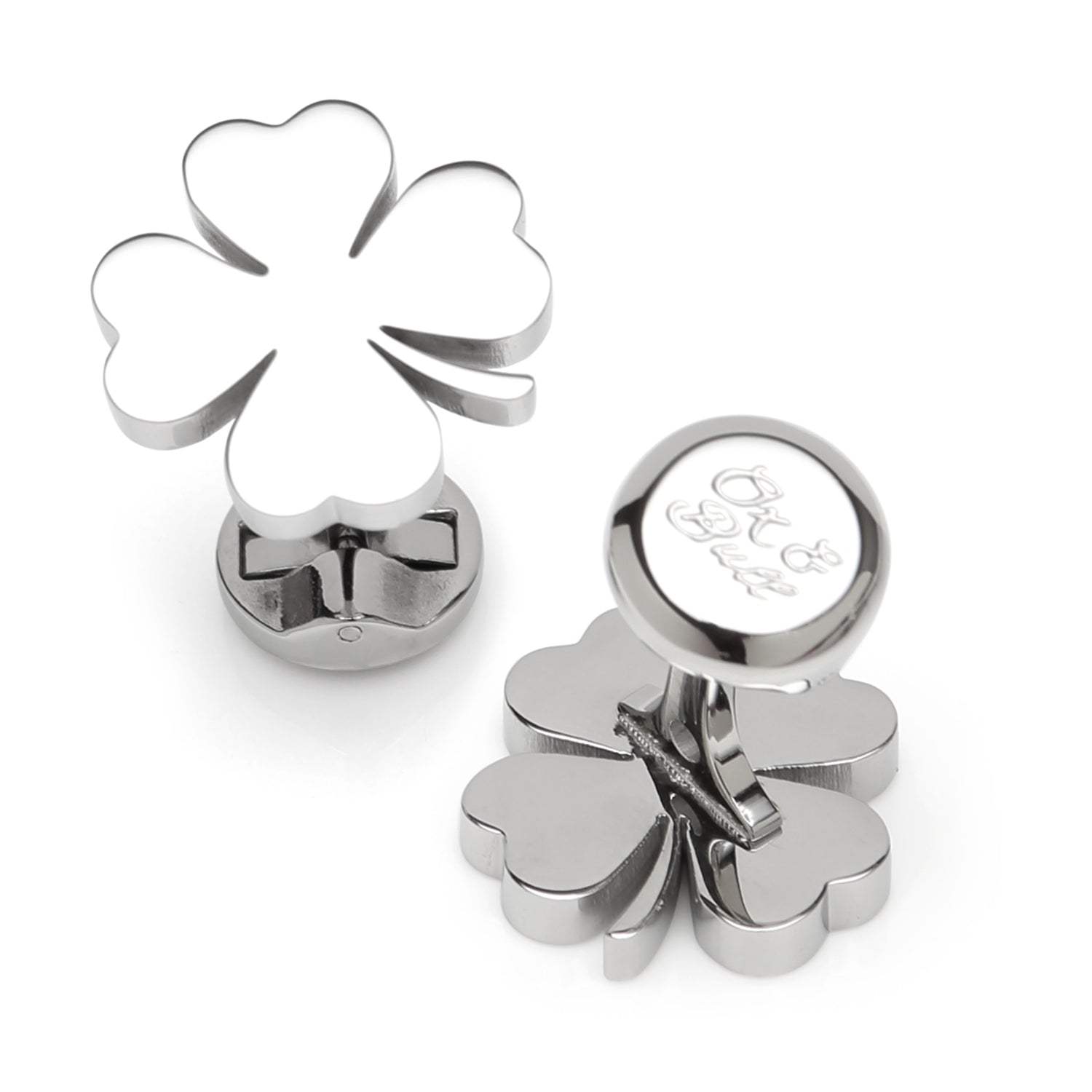 Four Leaf Clover Stainless Cufflink - Cufflinks.com - Flyclothing LLC