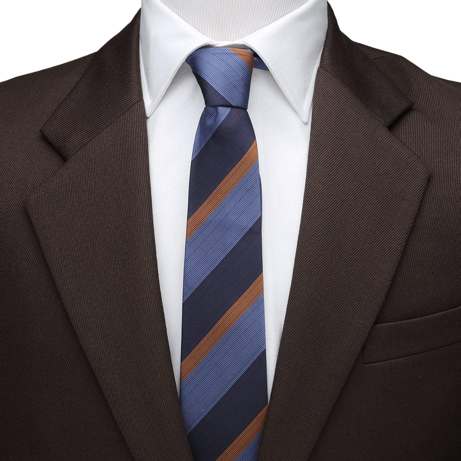 The Andrew Tie (Blue Orange Stripe Men's Tie) - Cufflinks.com - Flyclothing LLC