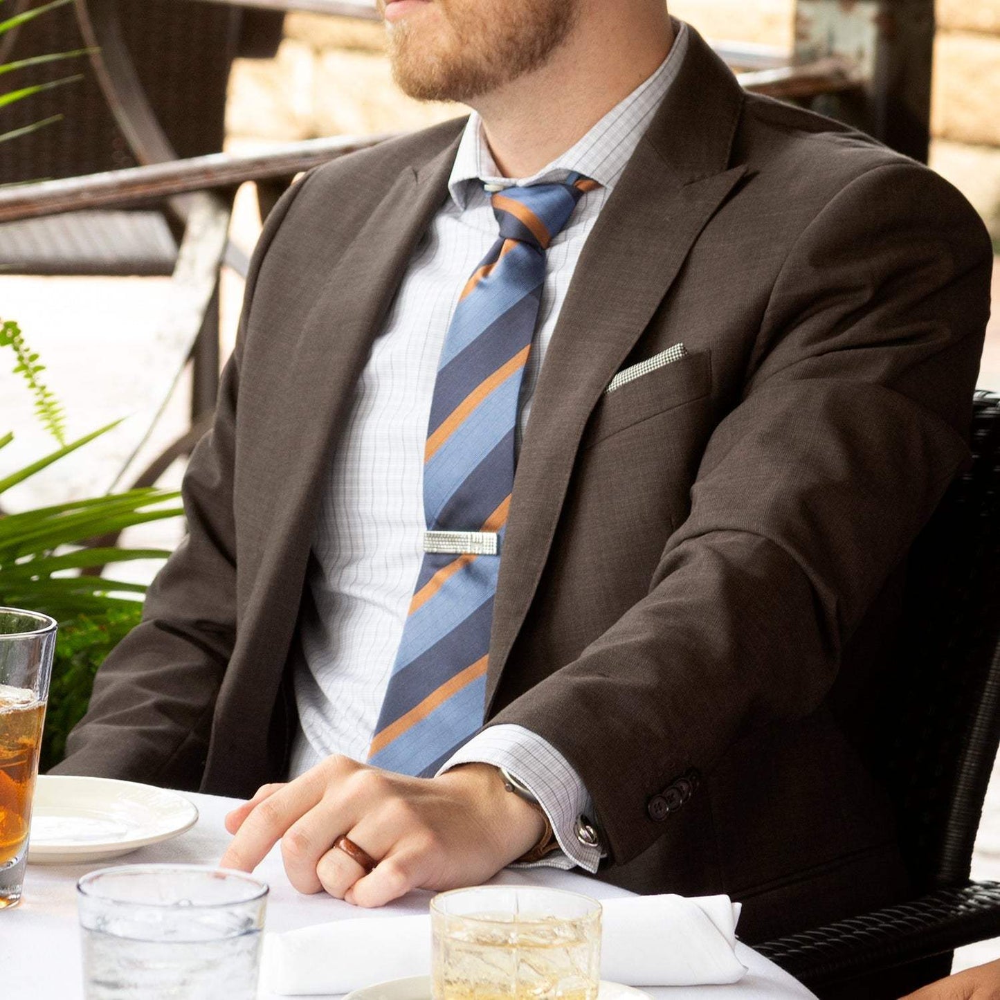 The Andrew Tie (Blue Orange Stripe Men's Tie) - Cufflinks.com - Flyclothing LLC