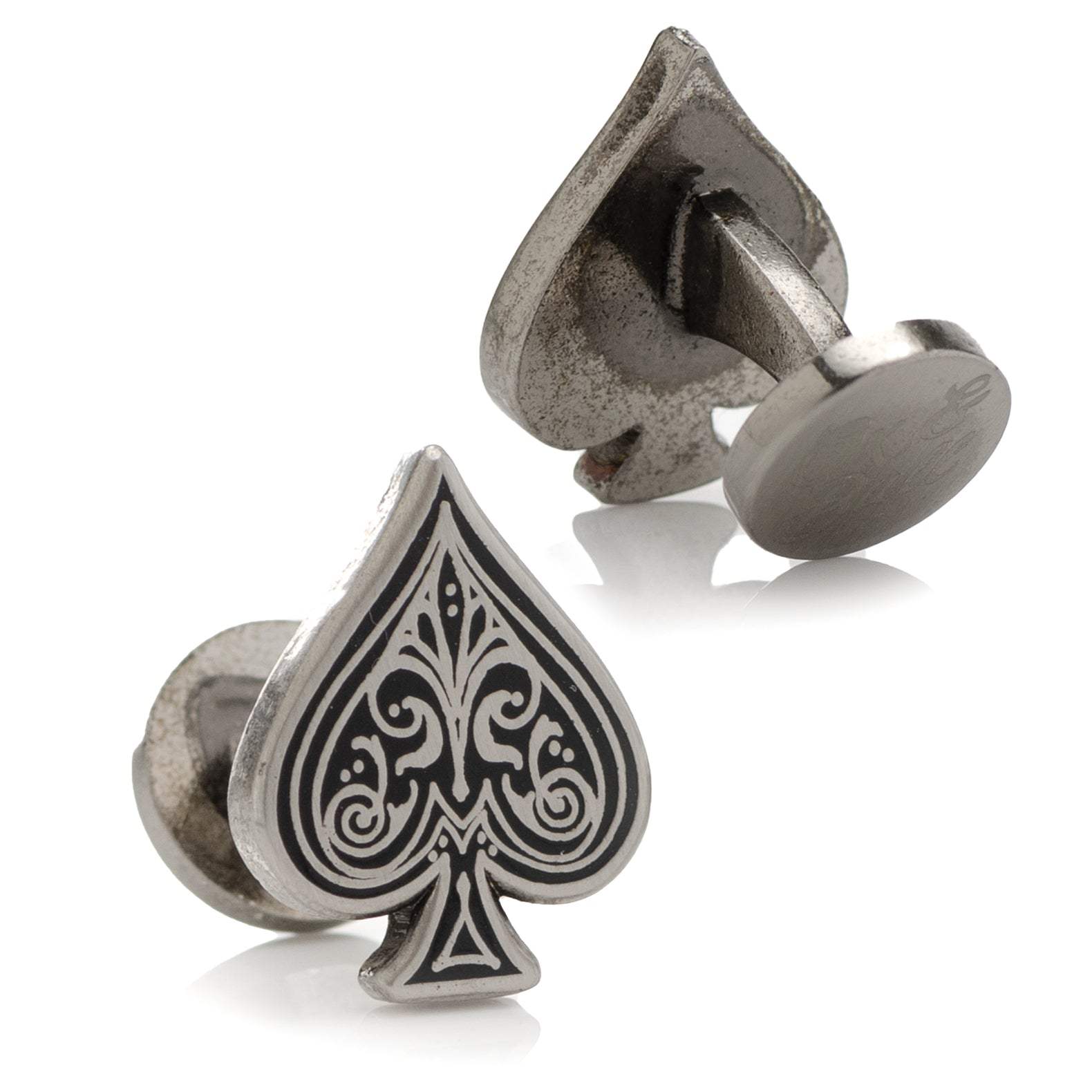 Ace of Spades Antique Silver Cufflinks - Cufflinks.com - Flyclothing LLC