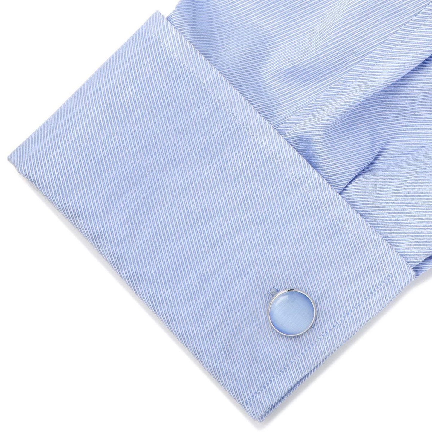 Silver and Blue Catseye Cufflinks - Cufflinks.com - Flyclothing LLC