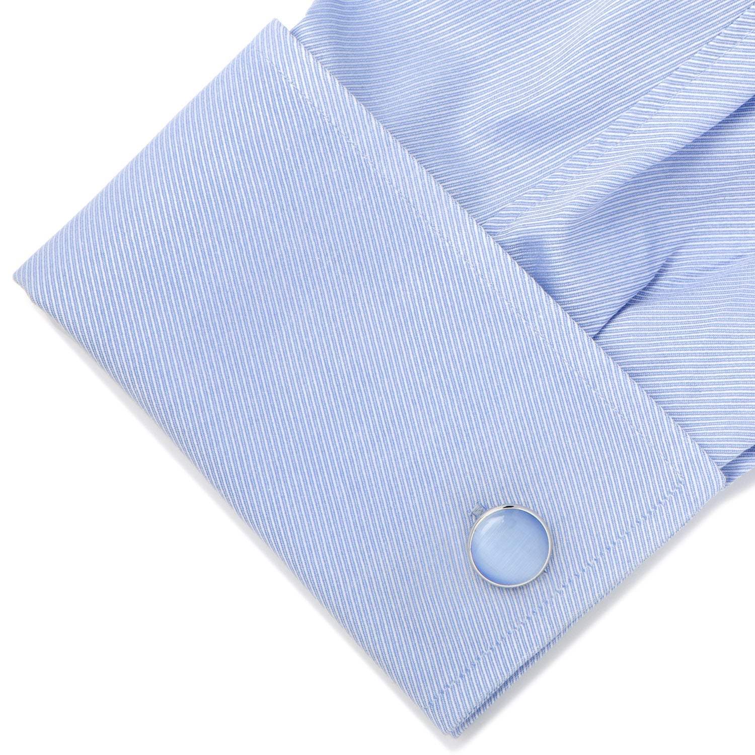 Silver and Blue Catseye Cufflinks - Cufflinks.com - Flyclothing LLC