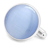 Silver and Blue Catseye Cufflinks - Cufflinks.com - Flyclothing LLC