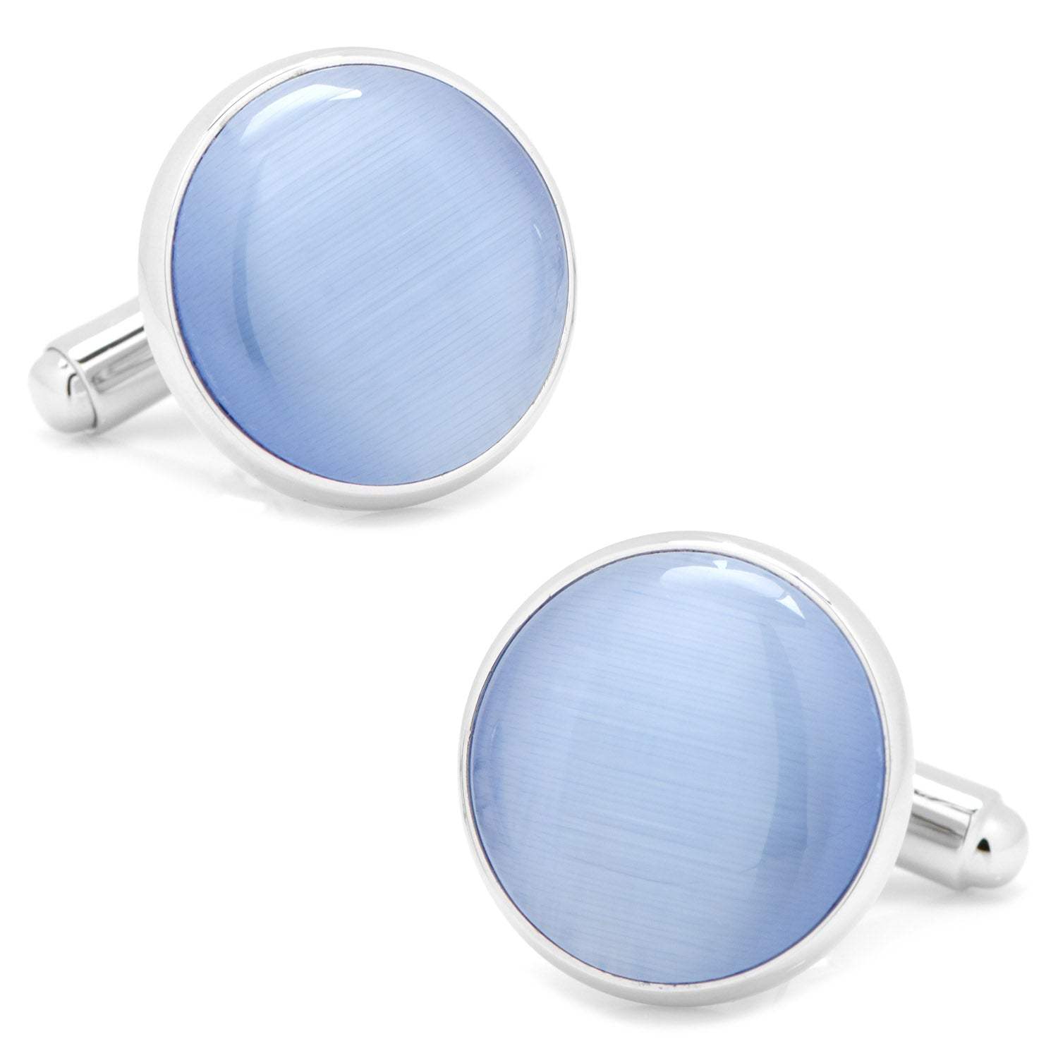Silver and Blue Catseye Cufflinks - Cufflinks.com - Flyclothing LLC