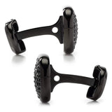 Black Stainless Steel Black Pave Crystal Cufflinks - Cufflinks.com - Flyclothing LLC