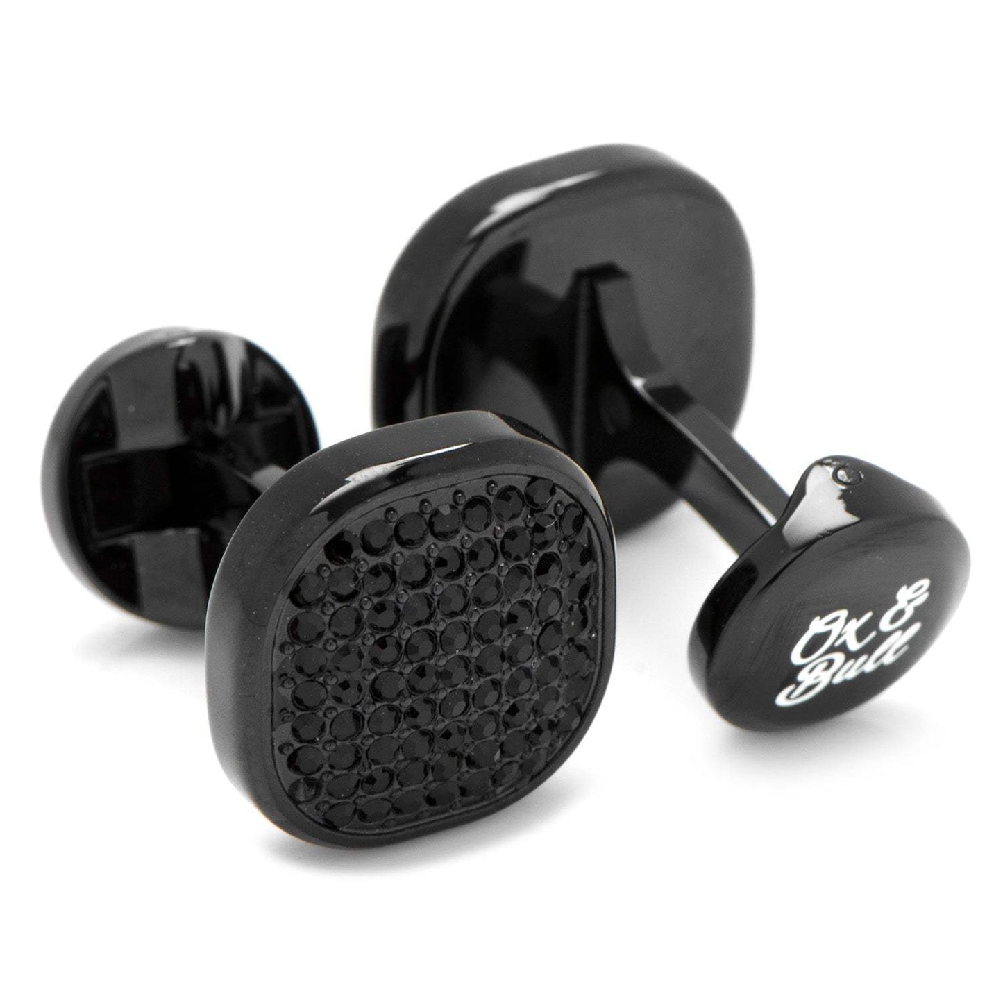 Black Stainless Steel Black Crystal Cufflink and 5-Stud Set - Cufflinks.com - Flyclothing LLC