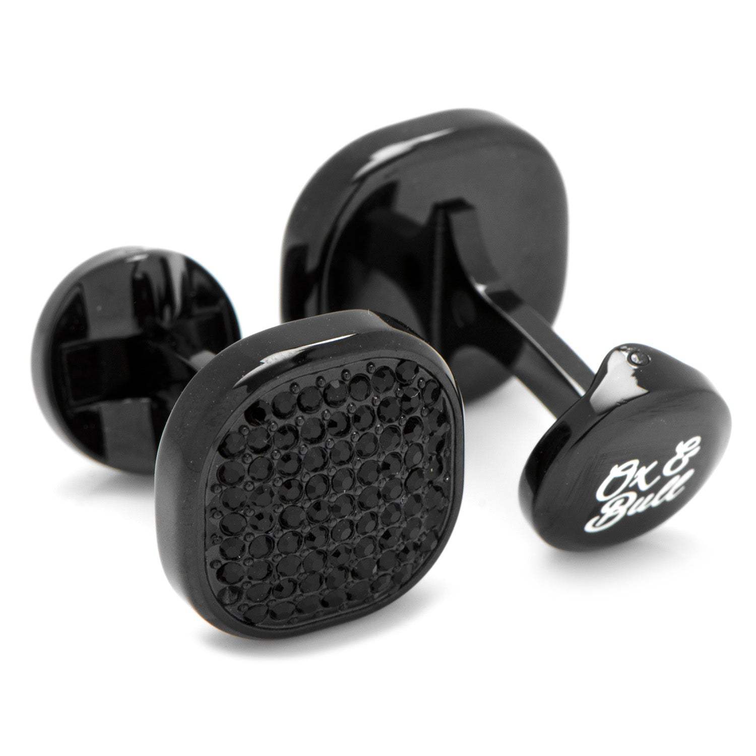 Black Stainless Steel Black Crystal Cufflink and 5-Stud Set - Cufflinks.com - Flyclothing LLC