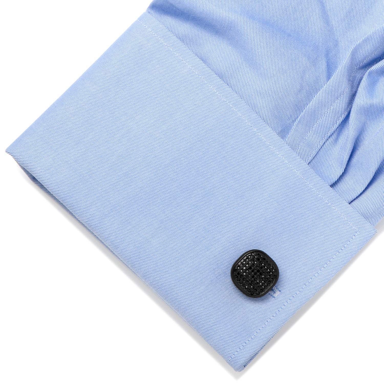 Black Stainless Steel Black Crystal Cufflink and 5-Stud Set - Cufflinks.com - Flyclothing LLC