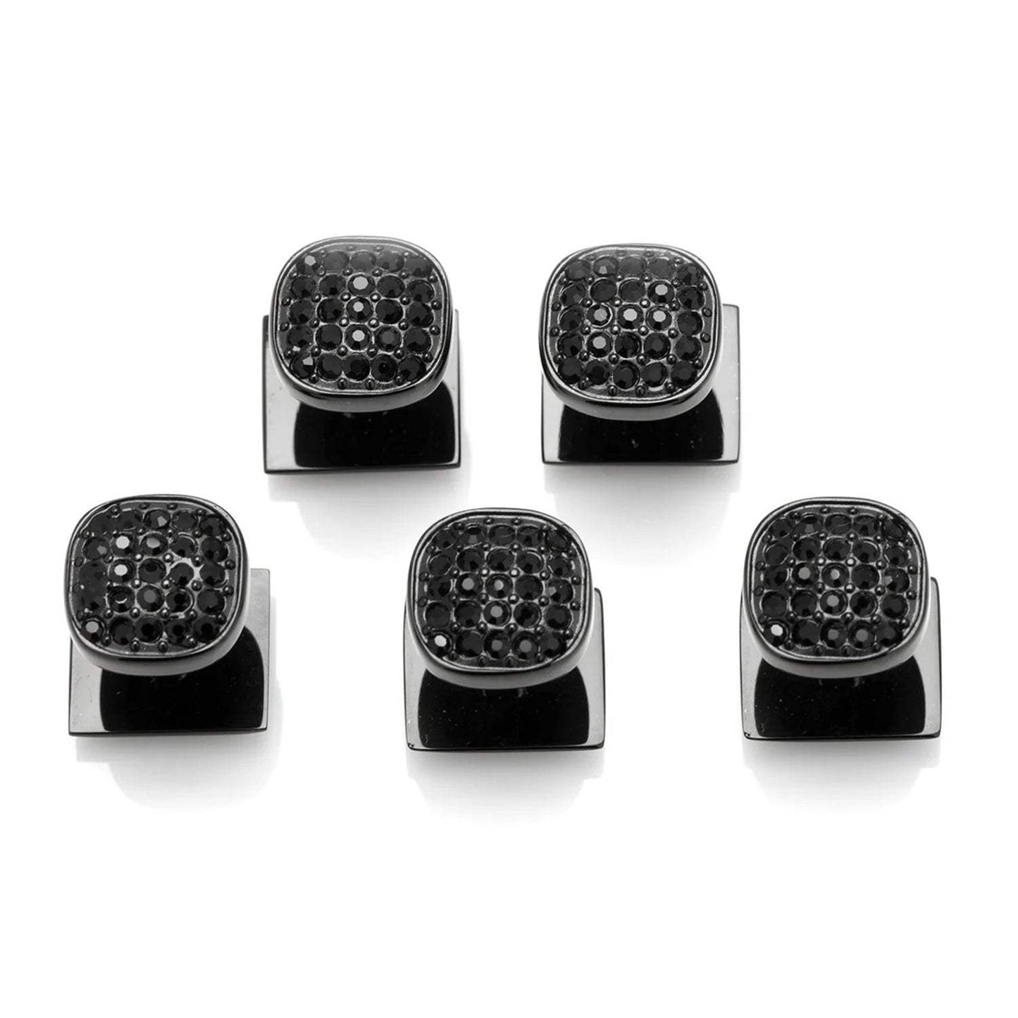 Black Stainless Steel Black Pave Crystal 5-Studs - Cufflinks.com - Flyclothing LLC
