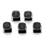 Black Stainless Steel Black Pave Crystal 5-Studs - Cufflinks.com - Flyclothing LLC