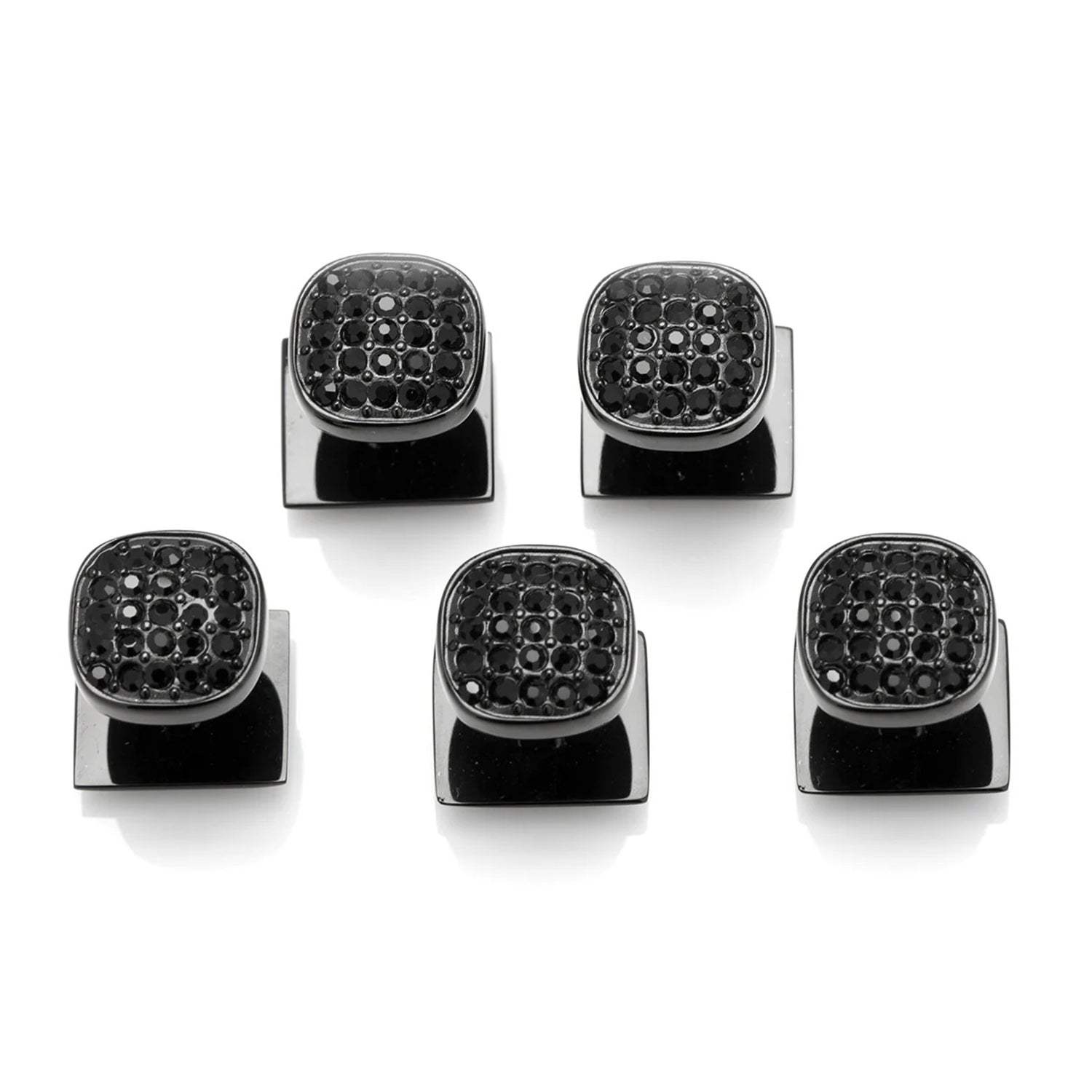 Black Stainless Steel Black Pave Crystal 5-Studs - Cufflinks.com - Flyclothing LLC