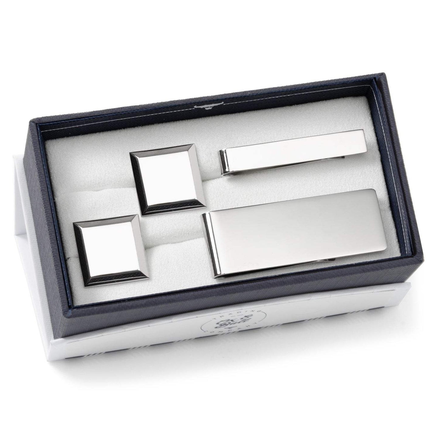 Engravable Beveled Square 3-Piece Gift Set - Cufflinks.com - Flyclothing LLC