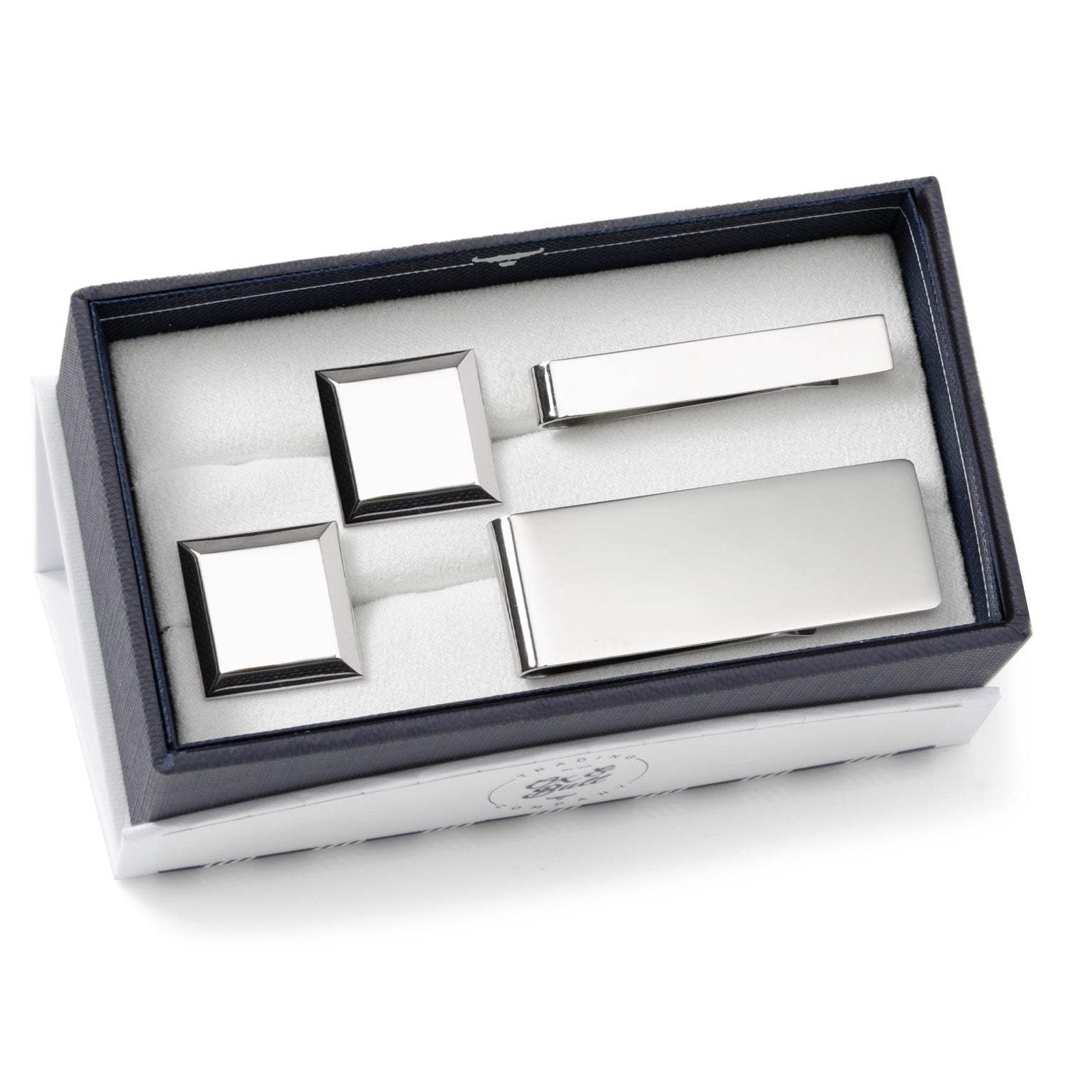Engravable Beveled Square 3-Piece Gift Set - Cufflinks.com - Flyclothing LLC