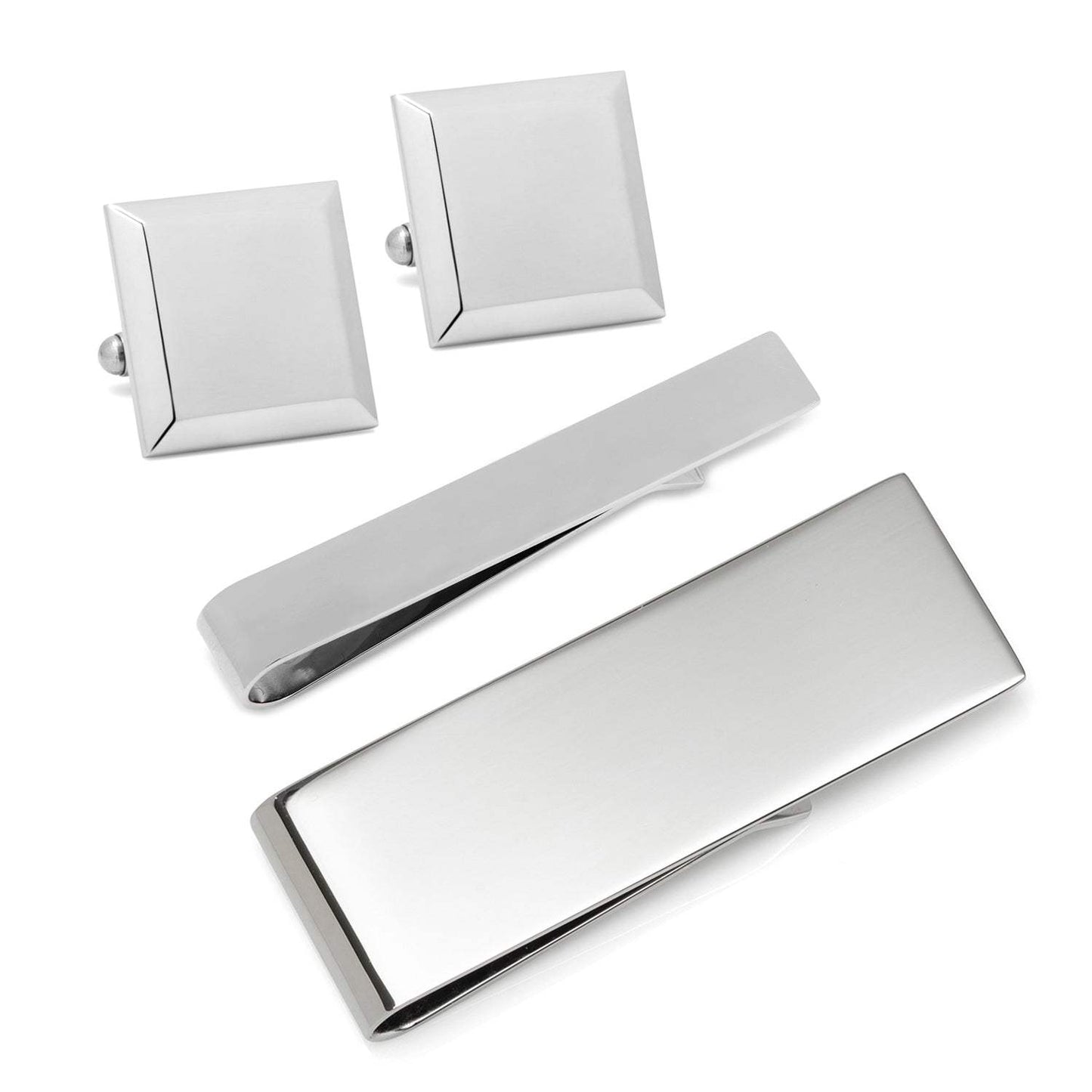 Engravable Beveled Square 3-Piece Gift Set - Cufflinks.com - Flyclothing LLC