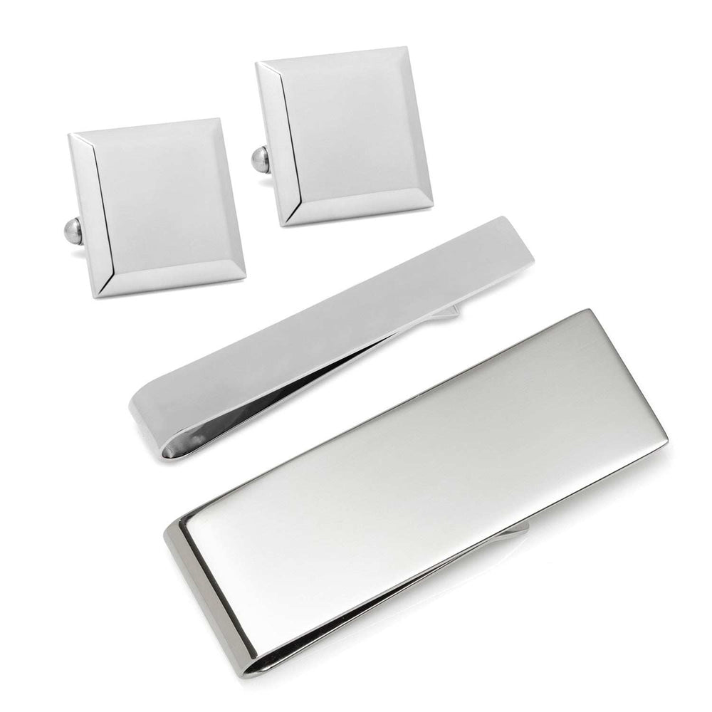 Engravable Beveled Square 3-Piece Gift Set - Cufflinks.com - Flyclothing LLC