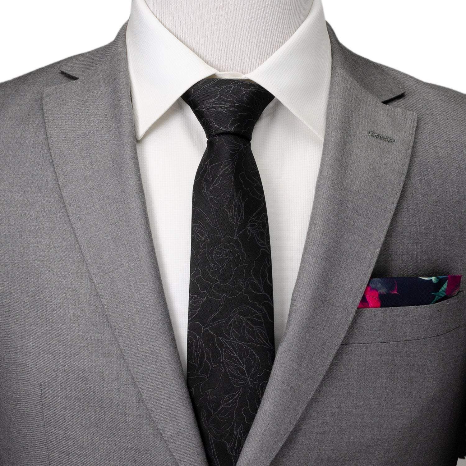 Black Floral Men's Tie - Cufflinks.com - Flyclothing LLC