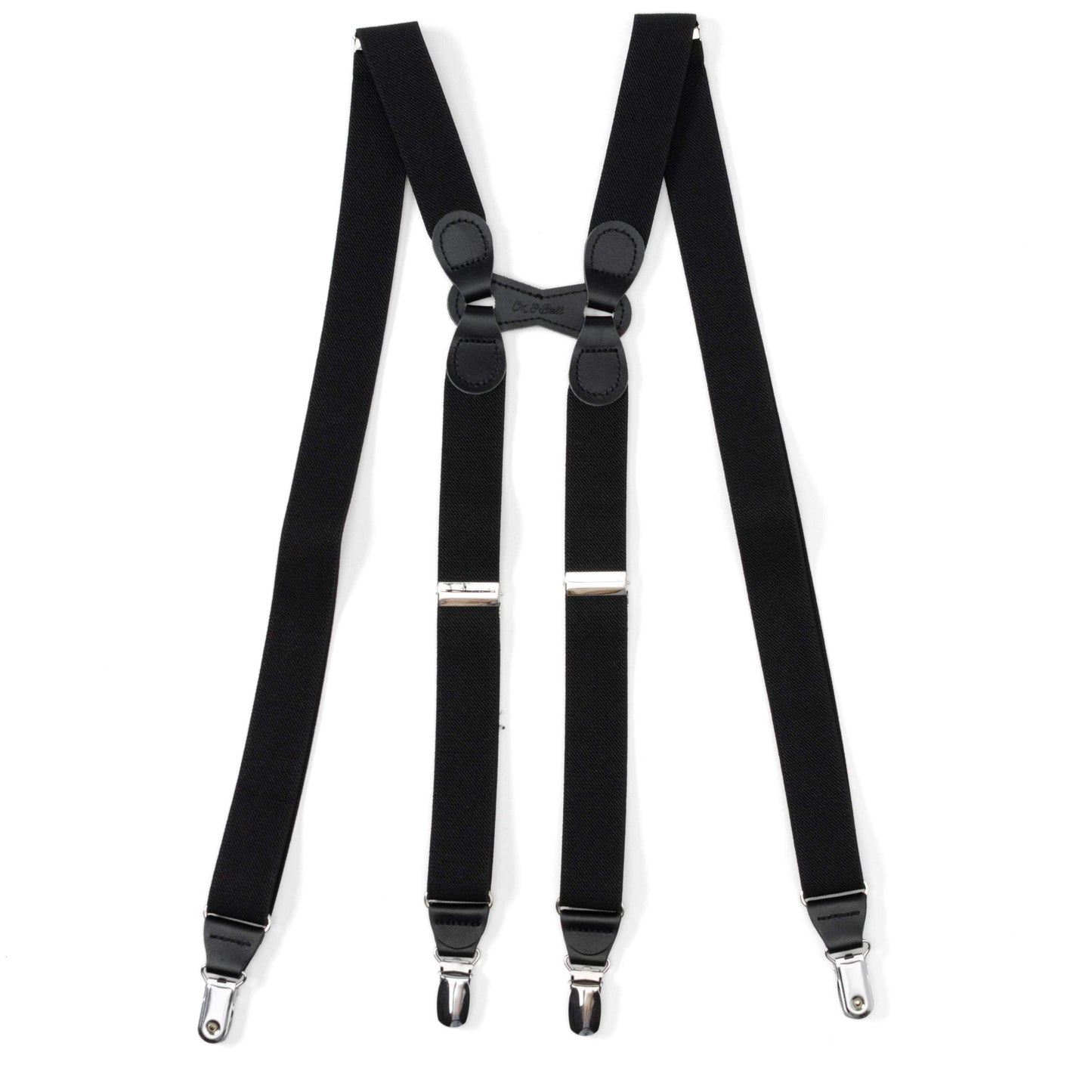 Black Leather/Silver Clip X Back Suspenders - Cufflinks.com - Flyclothing LLC