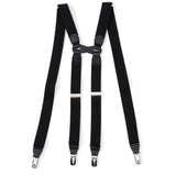 Black Leather/Silver Clip X Back Suspenders - Cufflinks.com - Flyclothing LLC