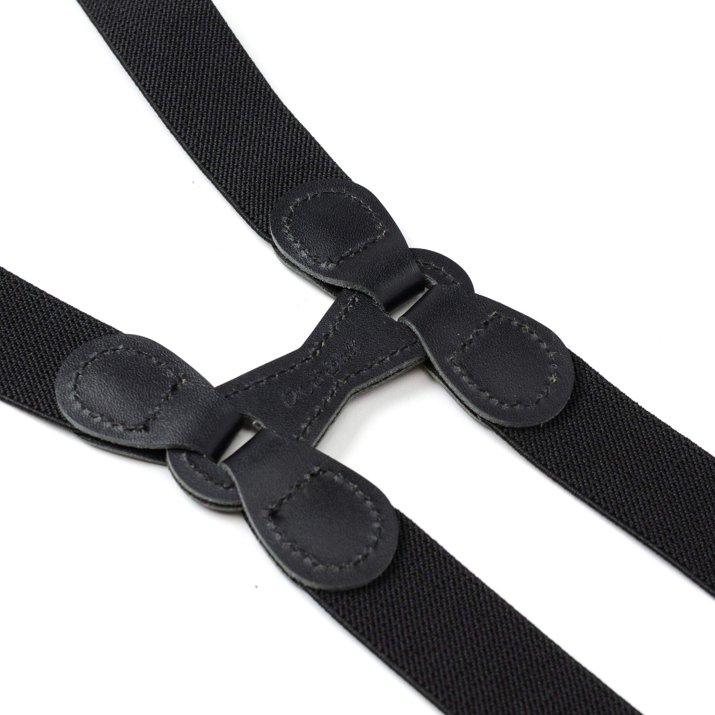 Black Leather/Silver Clip X Back Suspenders - Cufflinks.com - Flyclothing LLC