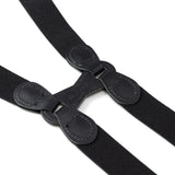 Black Leather/Silver Clip X Back Suspenders - Cufflinks.com - Flyclothing LLC