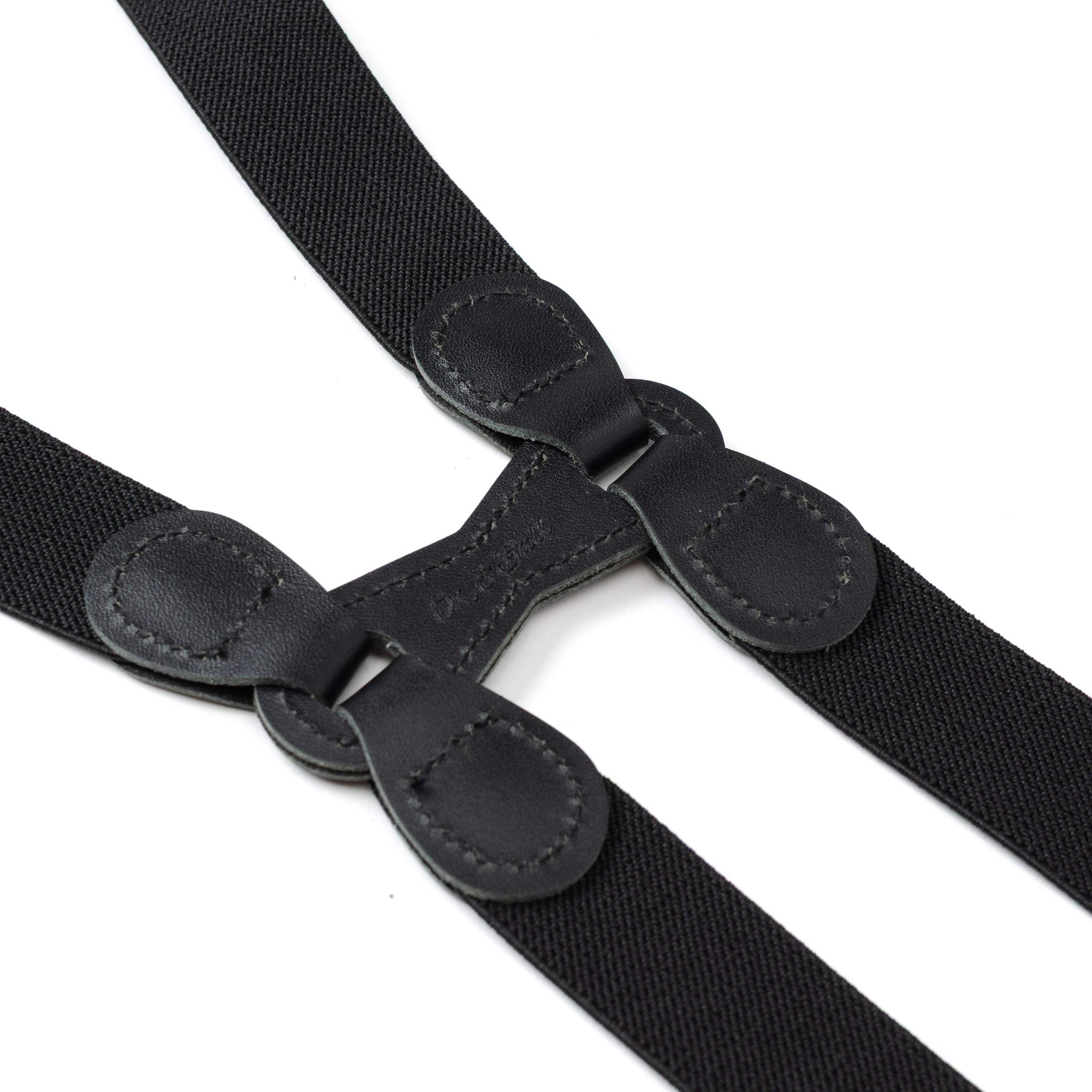 Black Leather/Silver Clip X Back Suspenders - Cufflinks.com - Flyclothing LLC