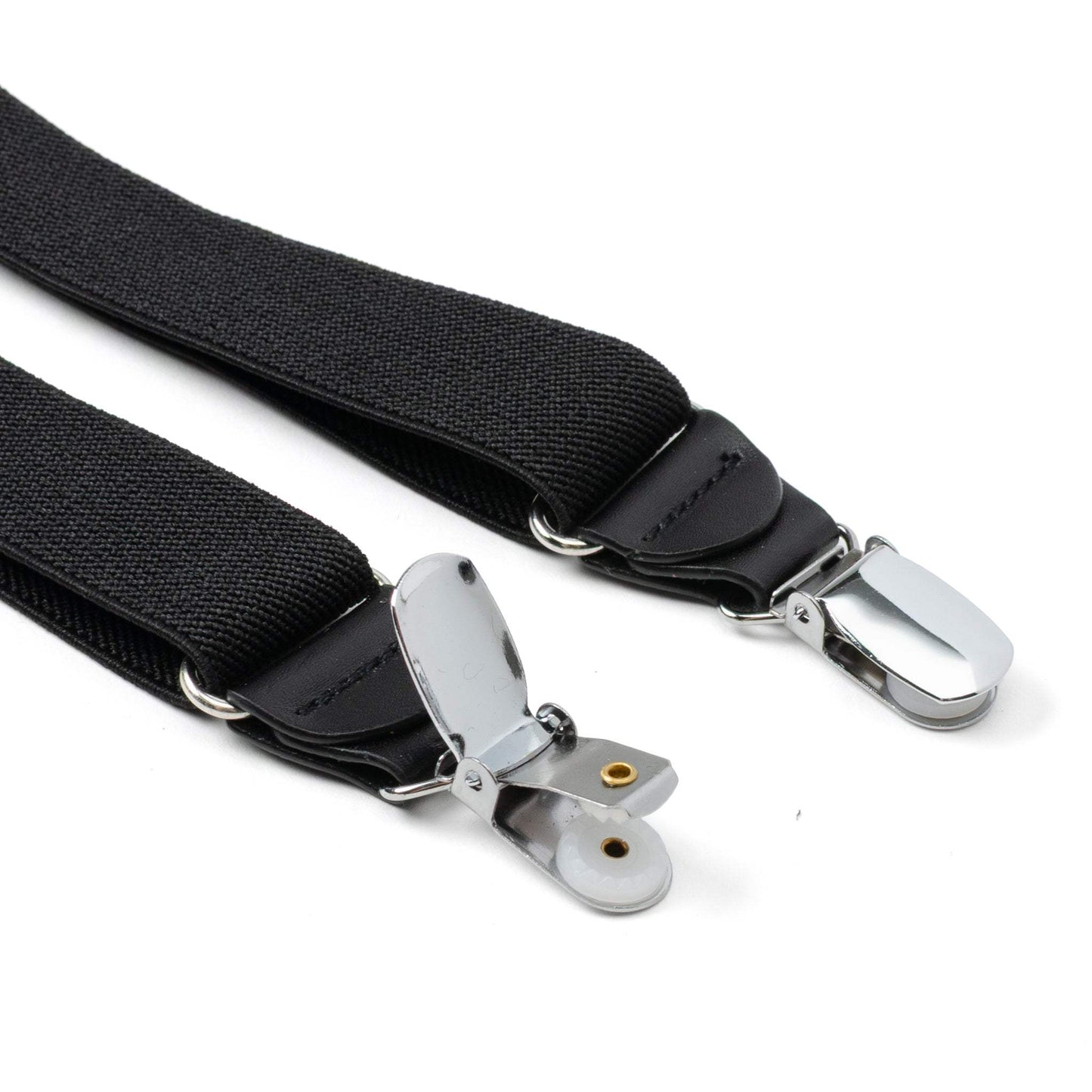 Black Leather/Silver Clip X Back Suspenders - Cufflinks.com - Flyclothing LLC