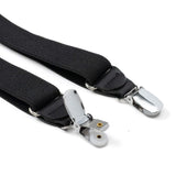 Black Leather/Silver Clip X Back Suspenders - Cufflinks.com - Flyclothing LLC