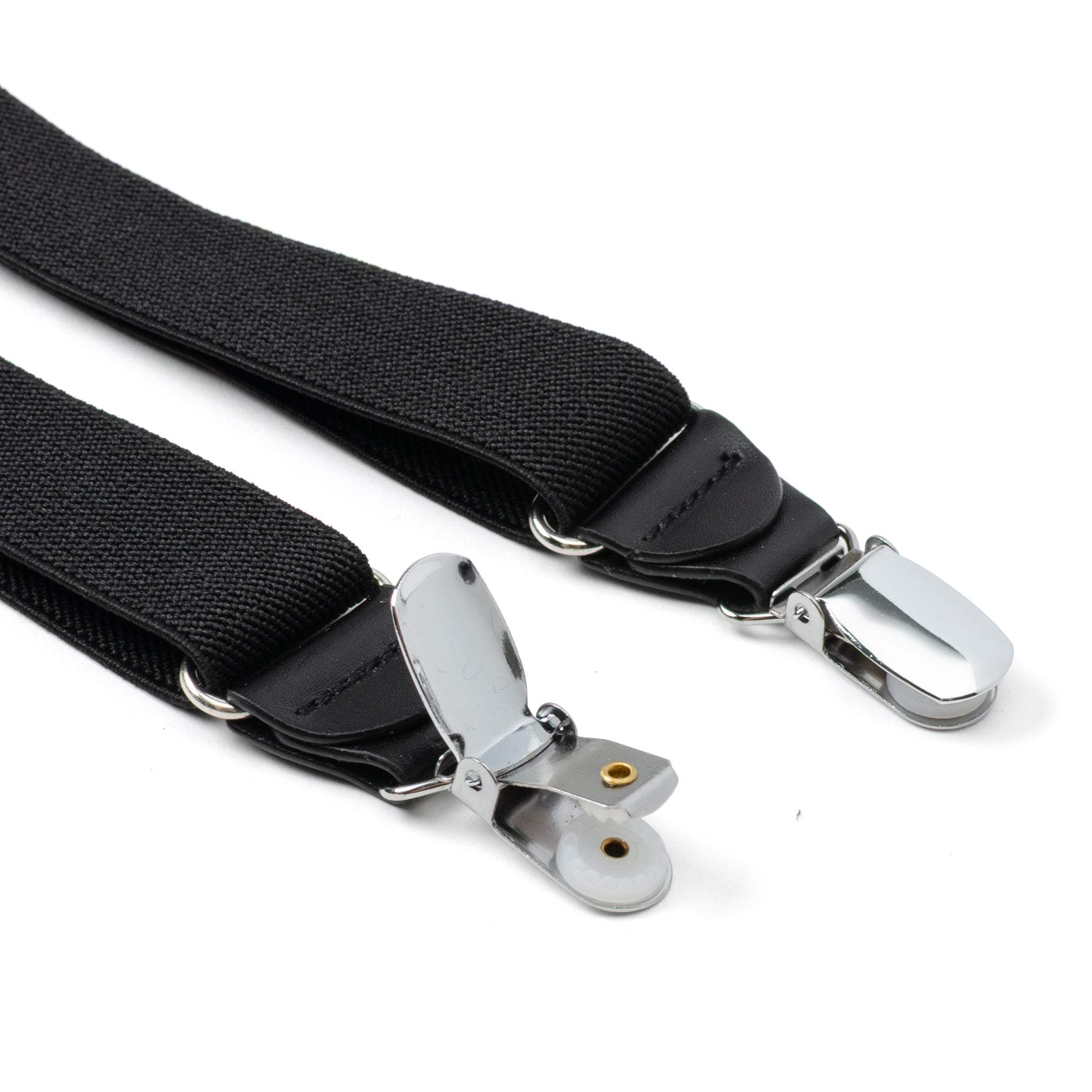 Black Leather/Silver Clip X Back Suspenders - Cufflinks.com - Flyclothing LLC