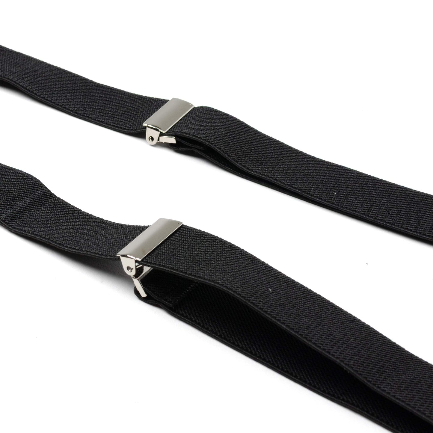 Black Leather/Silver Clip X Back Suspenders - Cufflinks.com - Flyclothing LLC