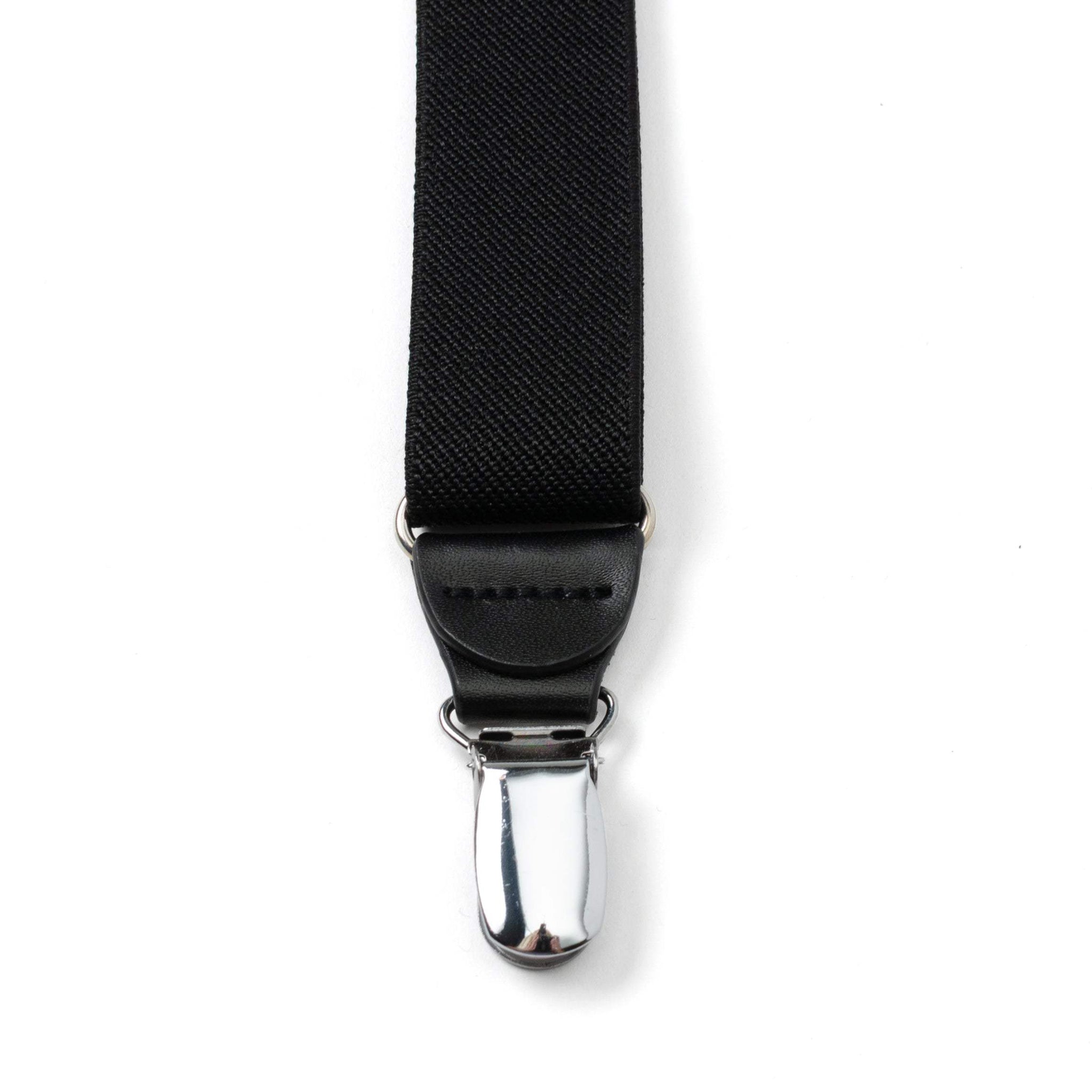 Black Leather/Silver Clip X Back Suspenders - Cufflinks.com - Flyclothing LLC