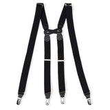 Black Leather/Silver Clip X Back Suspenders - Cufflinks.com - Flyclothing LLC