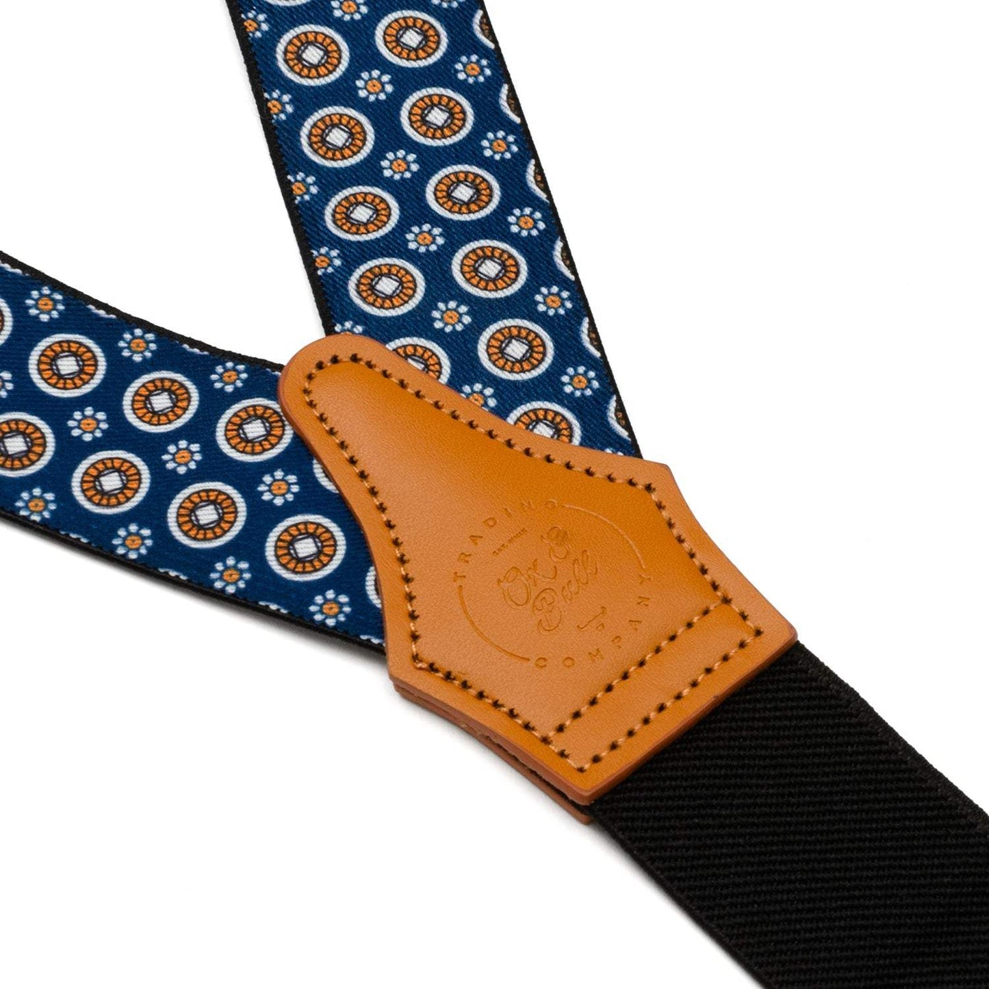 Blue Motif Patterned Convertible Suspenders - Cufflinks.com - Flyclothing LLC