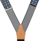Blue Motif Patterned Convertible Suspenders - Cufflinks.com - Flyclothing LLC