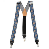 Blue Motif Patterned Convertible Suspenders - Cufflinks.com - Flyclothing LLC