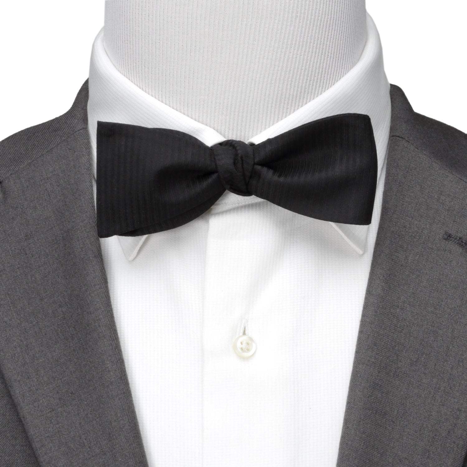 Black Formal Pinstripe Silk Bow Tie - Cufflinks.com - Flyclothing LLC