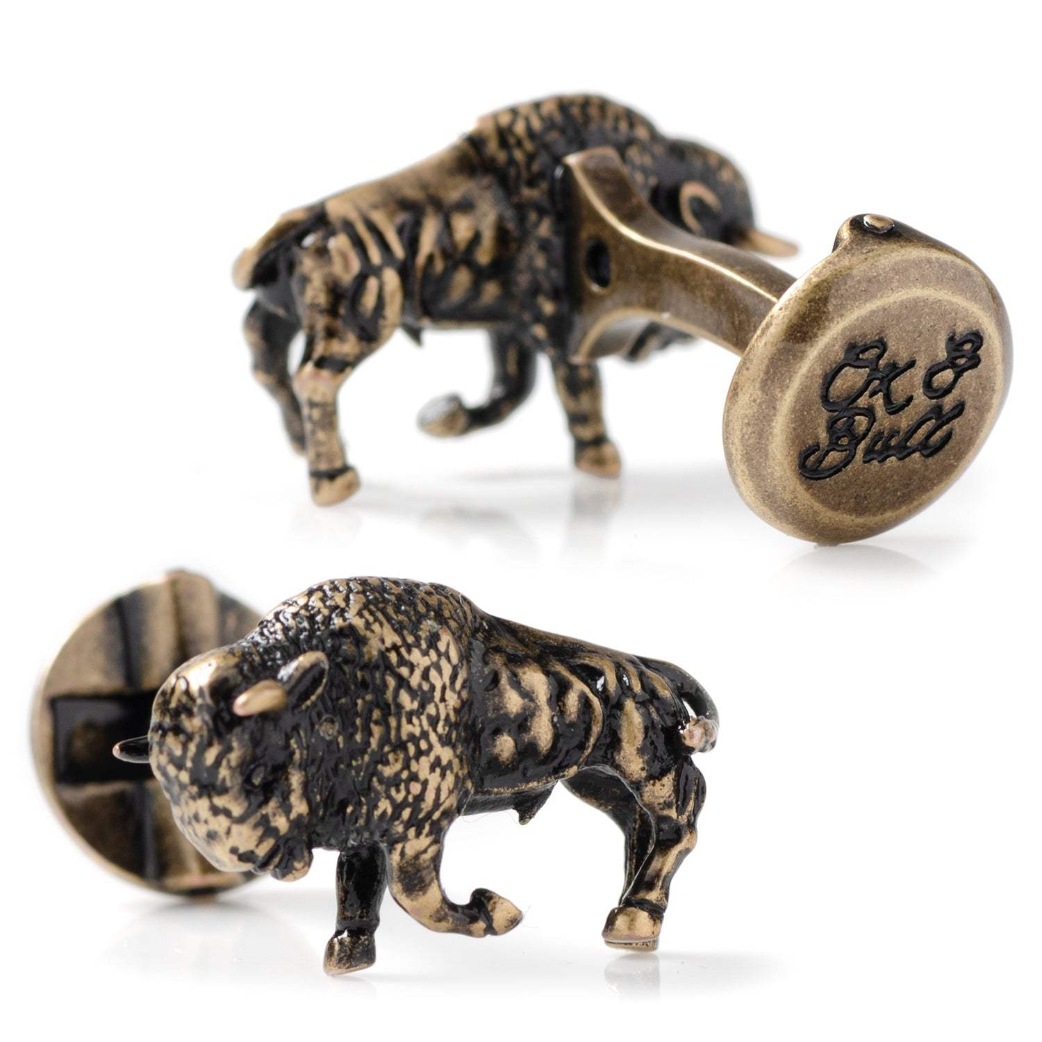 Antique Bronze Bison Cufflinks - Cufflinks.com - Flyclothing LLC