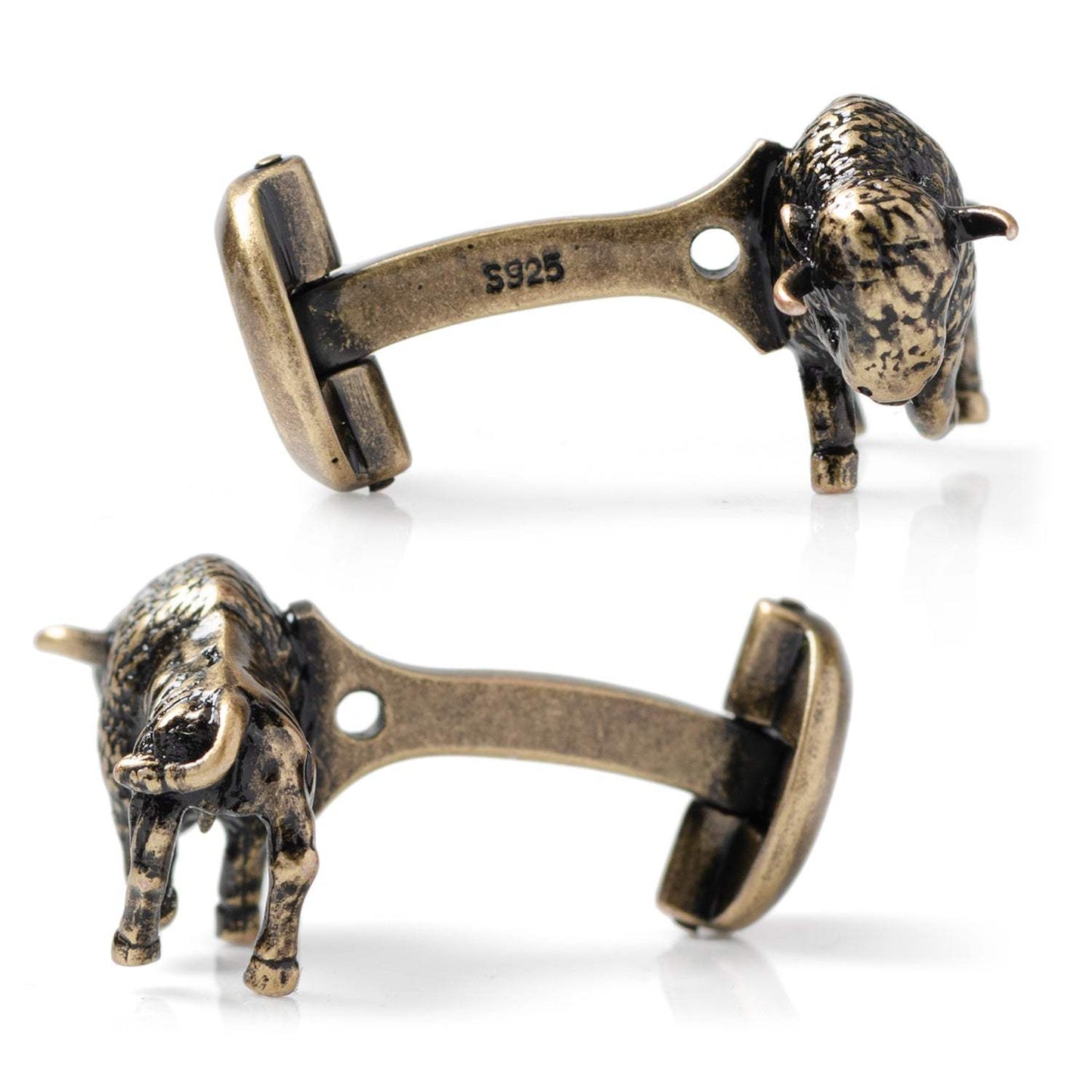 Antique Bronze Bison Cufflinks - Cufflinks.com - Flyclothing LLC